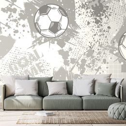 Samolepící tapeta fotbalový míč na šedém pozadí