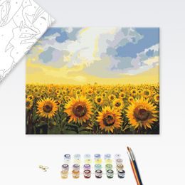 Malování podle čísel louka plná slunečnic