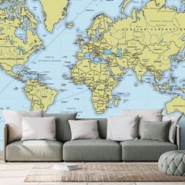 Tapeta mapa ve žluto-modrém provedení