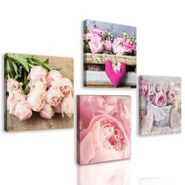 Set obrazů květiny v romantickém provedení