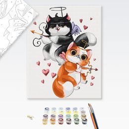 Malování podle čísel pro děti kočky s Amorovým šípem