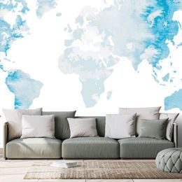 Tapeta světle modrá mapa světa