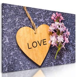 Obraz nápis Love na dřevěném srdci