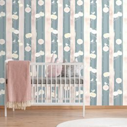 Tapeta ptáčci na větvích na modrém pozadí