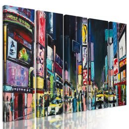 5-dílný obraz noční New York