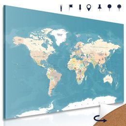 Obraz na korku mapa světa ve stylovém provedení
