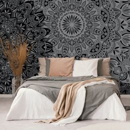 Tapeta moderní Mandala v černobílém provedení