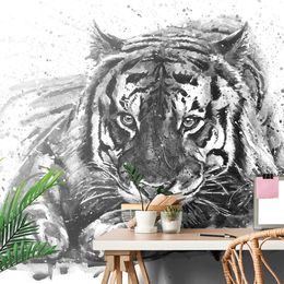 Samolepící tapeta černobílá malba bengálského tygra