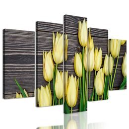 5-dílný obraz tulipány v jarní zahradě