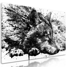 Obraz černobílý vlk v uměleckém provedení