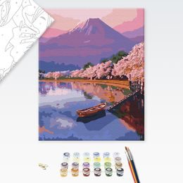 Malování podle čísel jezero v malebné krajině