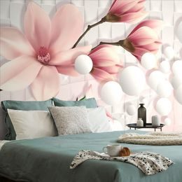 Samolepící tapeta úchvatná magnolie s abstraktními prvky