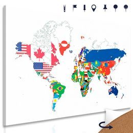 Obraz na korku mapa vlajky zemí