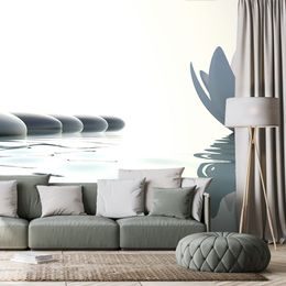 Samolepící tapeta uklidňující Zen kameny s lotosovým květem