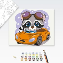 Malování podle čísel medvídek čistotný v autíčku