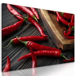 Obraz chili papričky na dřevěném podkladu
