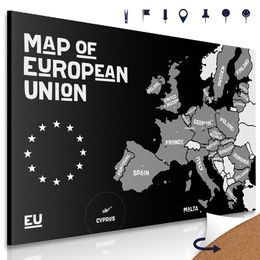 Obraz na korku černobílá mapa zemí evropské unie