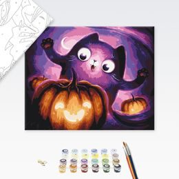 Malování podle čísel Halloweenská párty kočka