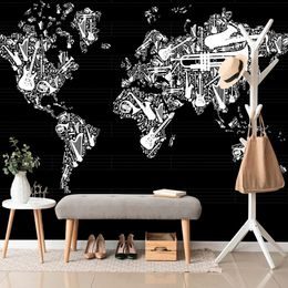 Samolepící tapeta mapa světa s hudebním motivem