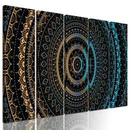 5-dílný obraz krásná modře zlatá Mandala