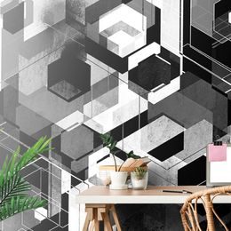 Samolepící tapeta černobílá abstrakce geometrických tvarů