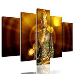 5-dílný obraz zlatý buddha