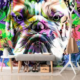 Tapeta buldok v pop art provedení