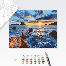 Malování podle čísel západ slunce na moři