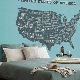 Samolepící tapeta moderní mapa USA s modrým pozadím