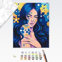 Malování podle čísel žena v modrém