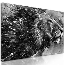 Obraz majestátní lev v černobílém provedení
