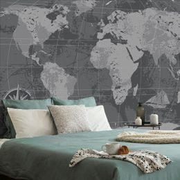 Tapeta historická mapa světa v černobílém provedení