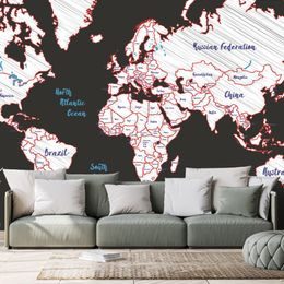 Tapeta moderní mapa v bílo-červeném provedení