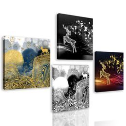Set obrazů zajímavé jeleny v abstraktním provedení