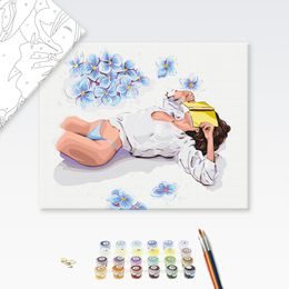 Malování podle čísel žena s knihou vzpomínek