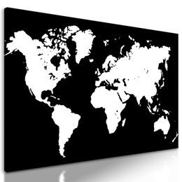 Obraz bílo černá mapa světa