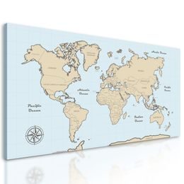 Obraz jemná mapa na modrém pozadí