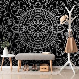 Samolepící tapeta černobílý luxusní oranament