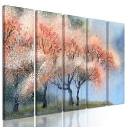 5-dílný obraz nádherné kvetoucí stromy