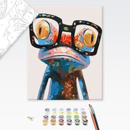 Malování podle čísel žába s velkými brýlemi