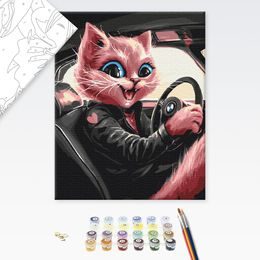 Malování podle čísel kočka řidička