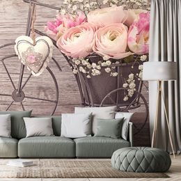 Tapeta kolo s květinami ve vintage stylu