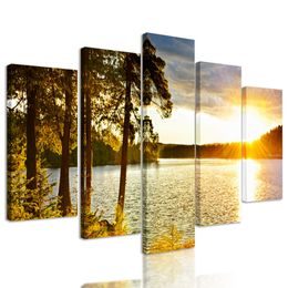 5-dílný obraz pohled na nekonečné jezero