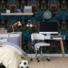 Tapeta tajemný les s modrým pozadím