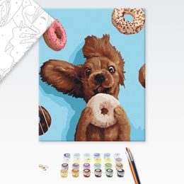 Malování podle čísel pes a donuty