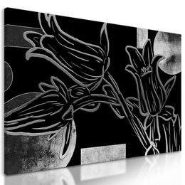Obraz květiny v abstraktním černobílém provedení