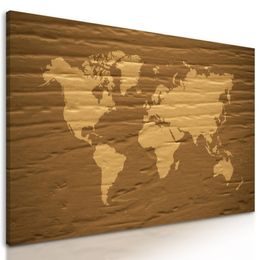 Obraz nádherná mapa světa v hnědém provedení
