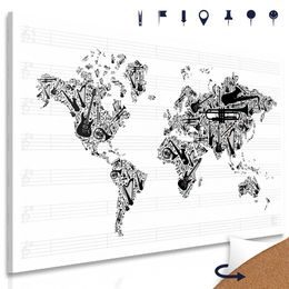 Obraz na korku stylová mapa pro muzikanty