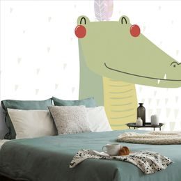 Tapeta usměvavý krokodýl s indiánskými peříčky