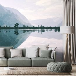 Samolepící tapeta krásná malba horského jezera